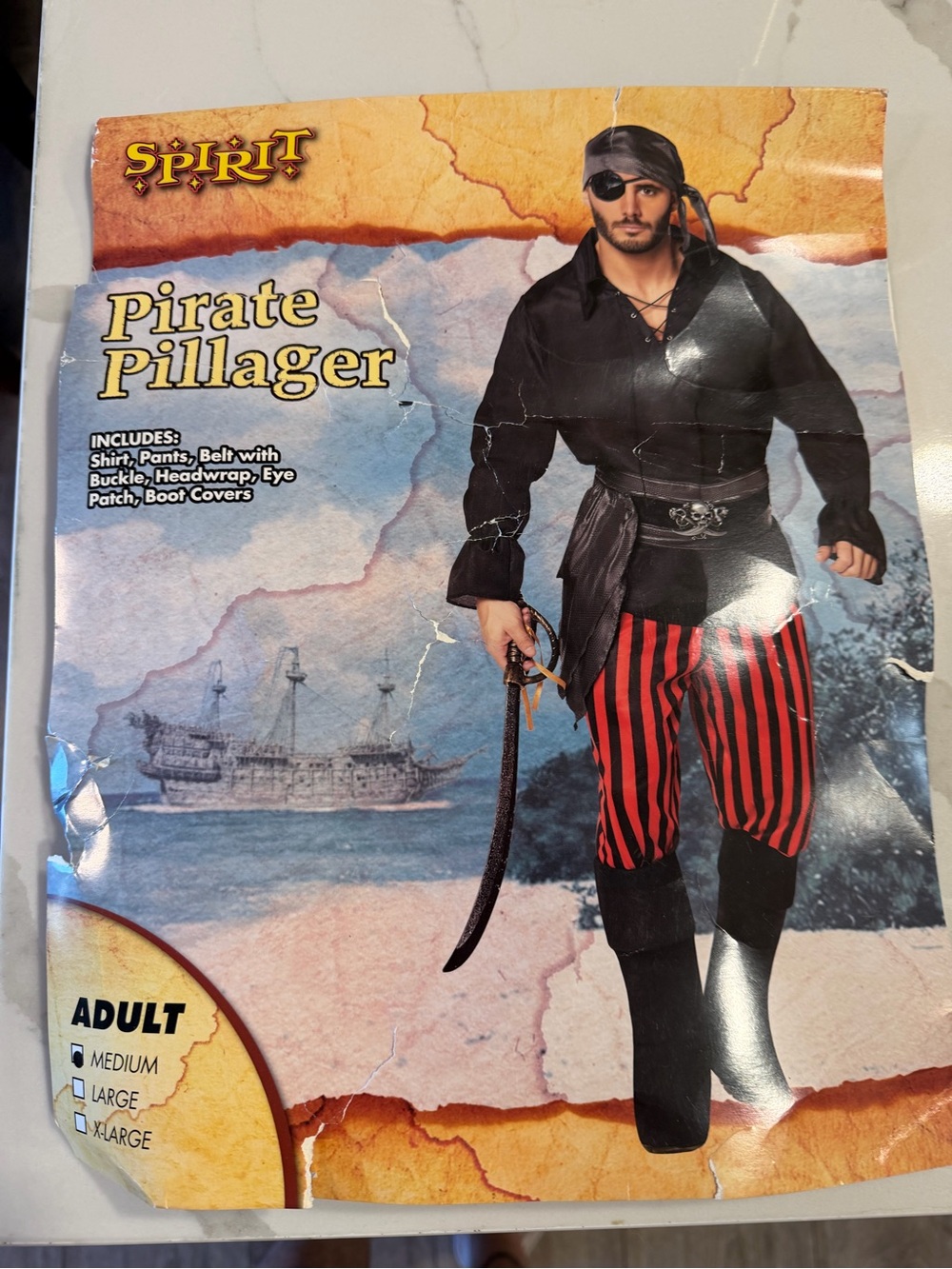 Spirit Pirate Pillager Costume - Black & Red Striped Pants